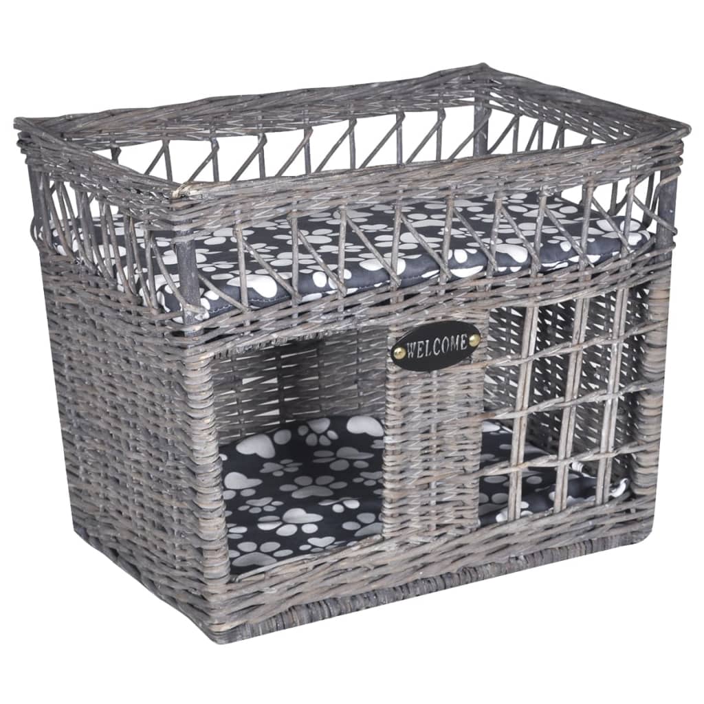 Vidaxl cat bed house scratching post with cushion square willow