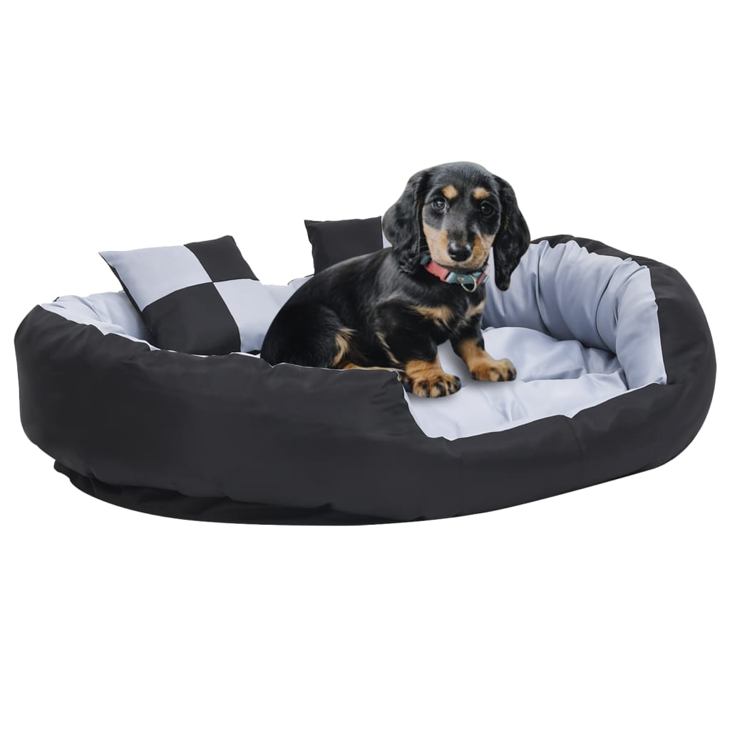 Vidaxl dog cushion reversible and washable 110x80x23 cm gray and black-0