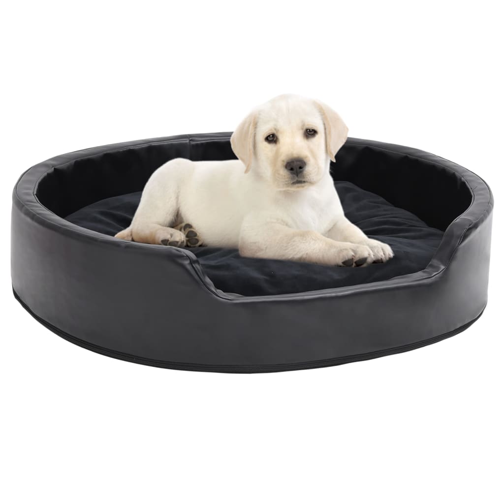 Vidaxl dog basket 79x70x19 cm plush and artificial leather black-0