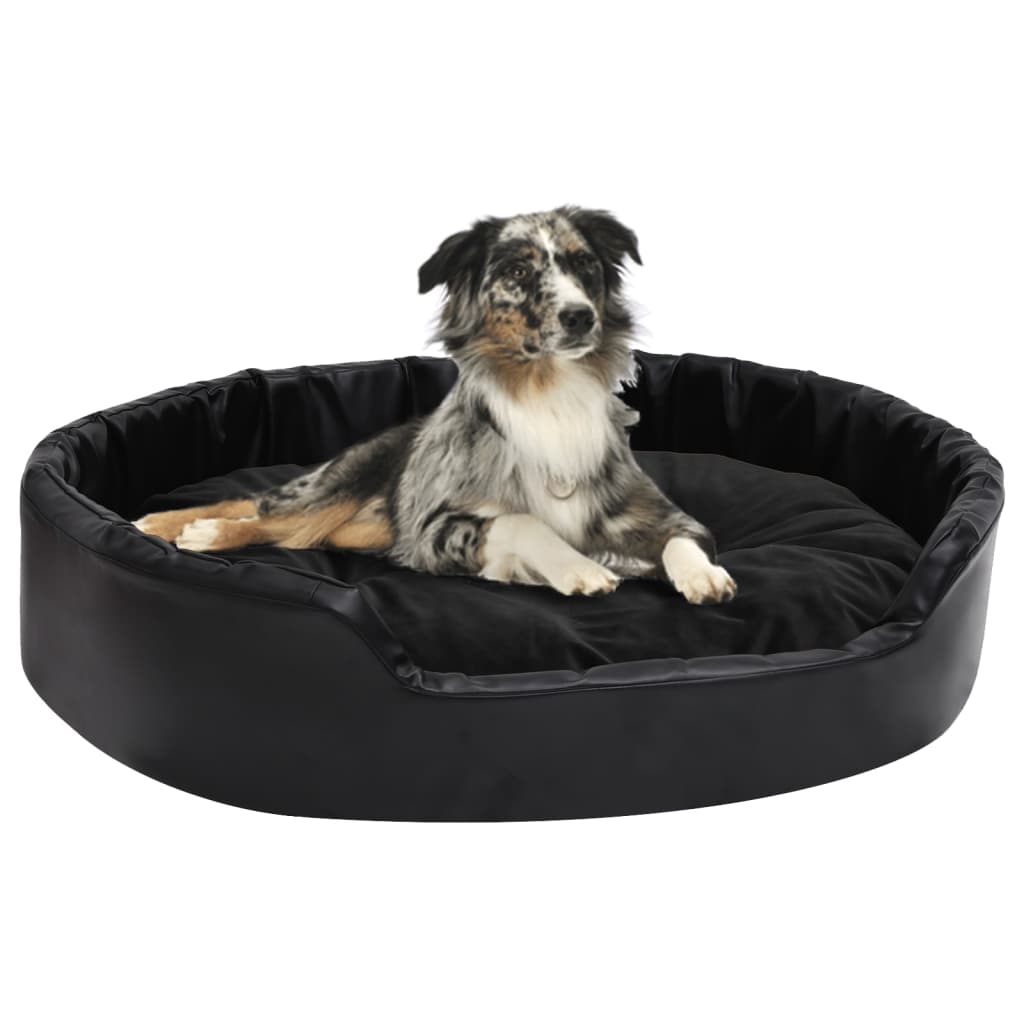 Vidaxl dog basket 90x79x20 cm plush and artificial leather black-0