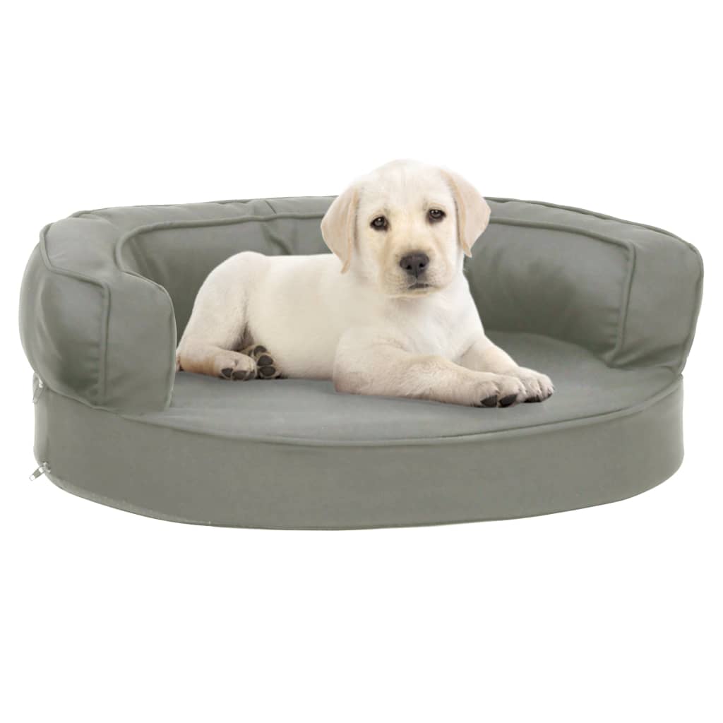 Vidaxl dog bed ergonomic linen look 60x42 cm gray-0