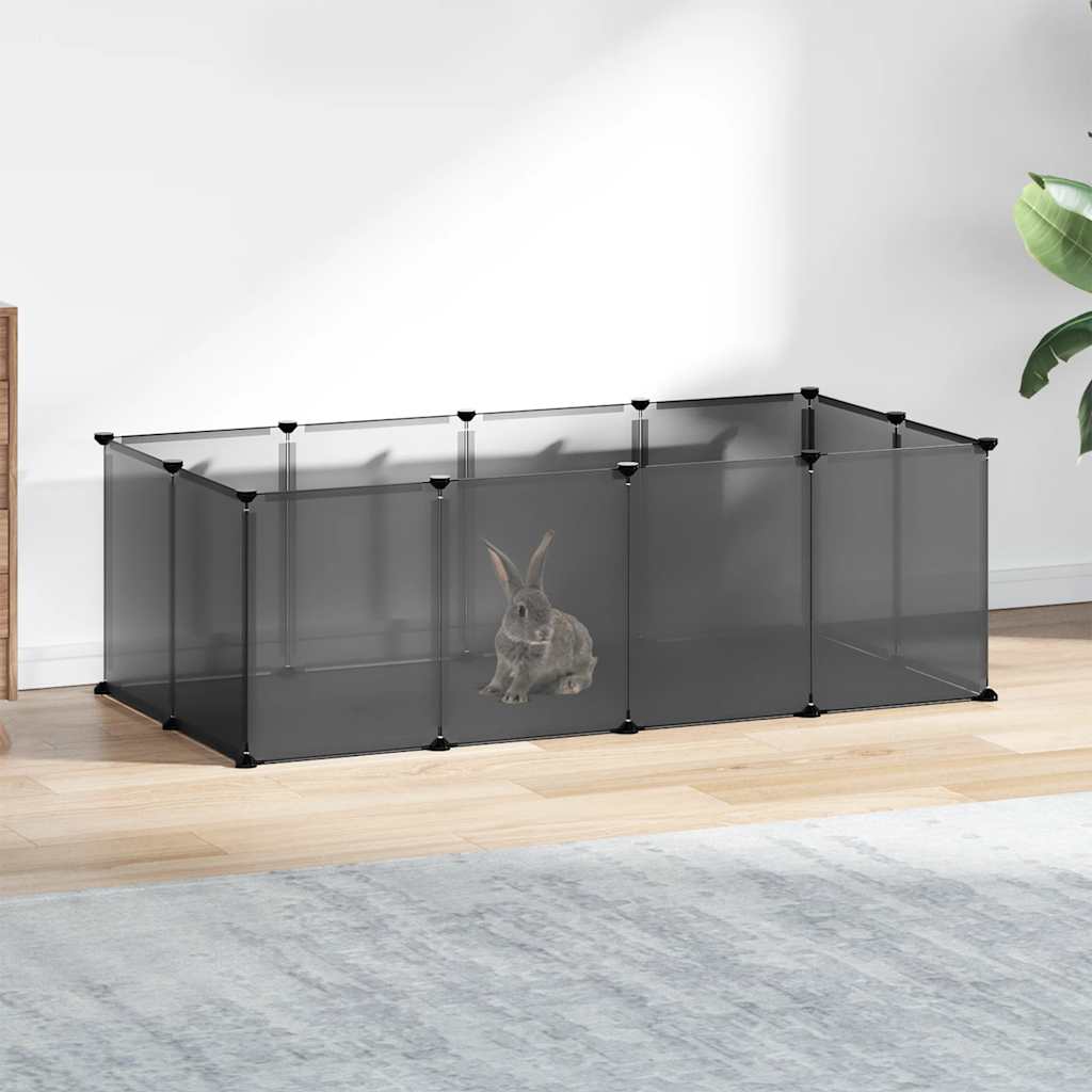 Vidaxl small animal cage 144x74x46.5 cm polypropylene and steel black-0