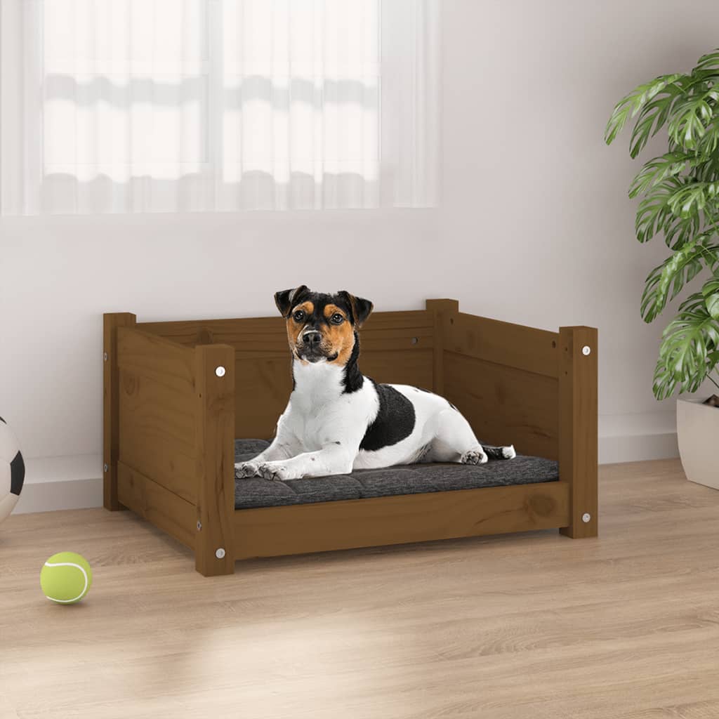 Vidaxl dog bed 55.5x45.5x28 cm solid pine wood honey brown