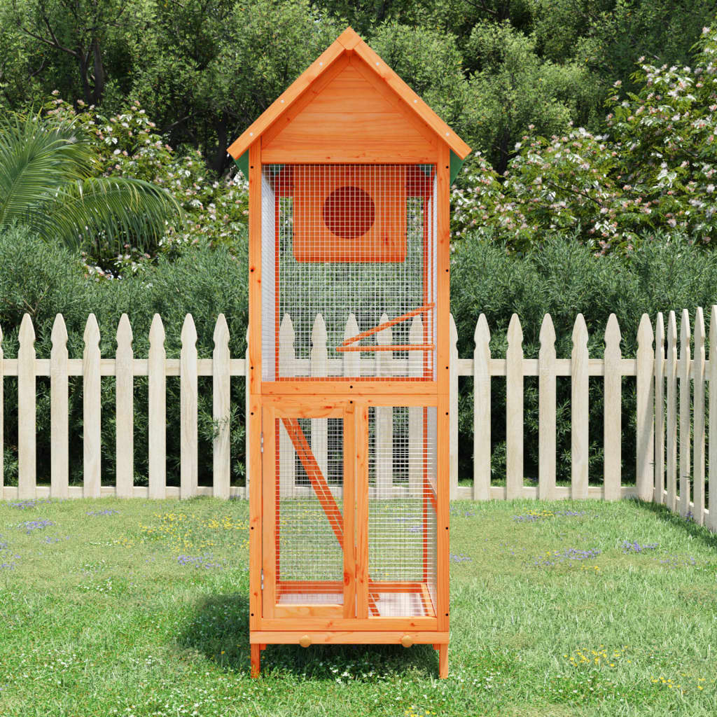 Vidaxl aviary 60x58.5x160 cm solid pine wood brown-0