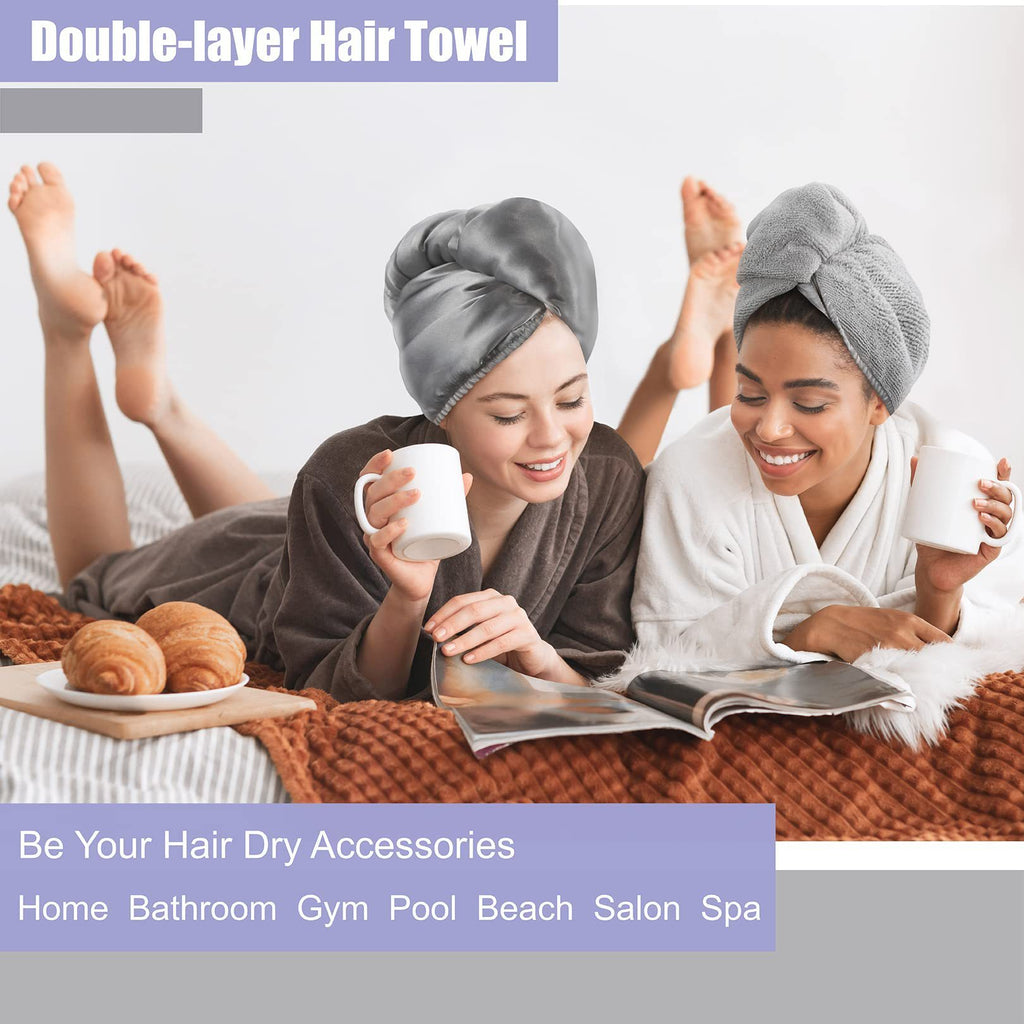 Fashion Double Satin Hair-drying Cap Women