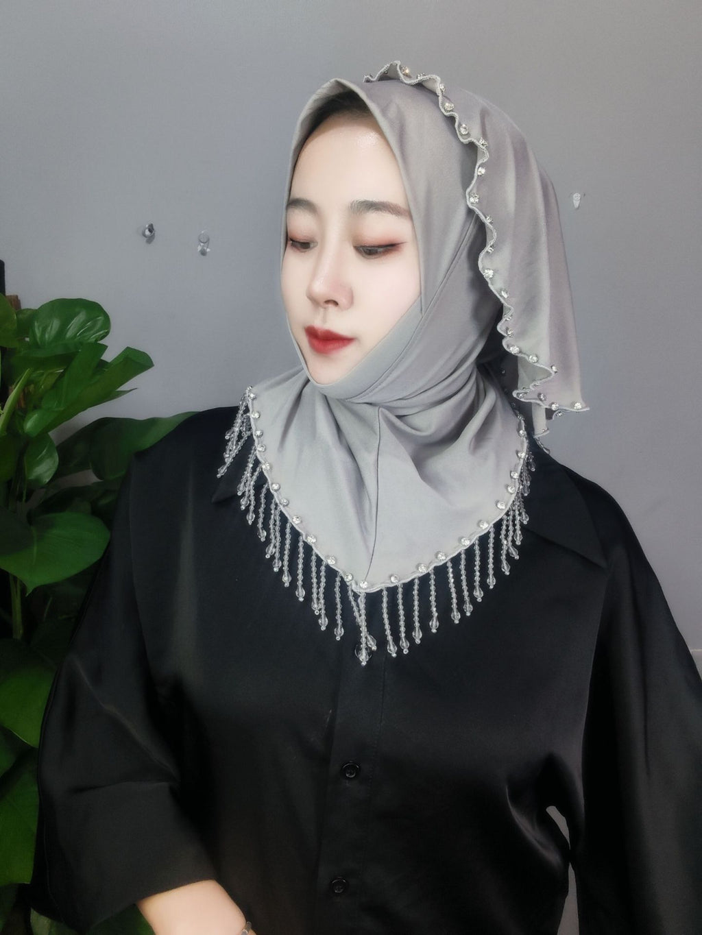 Crystal Tassel Dovetail Large Version Crystal Linen Fabric Scarf