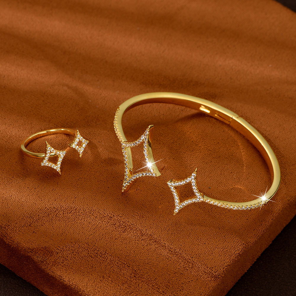 Star Shape Brace Lace Bracelet Zirconia Bride Wedding