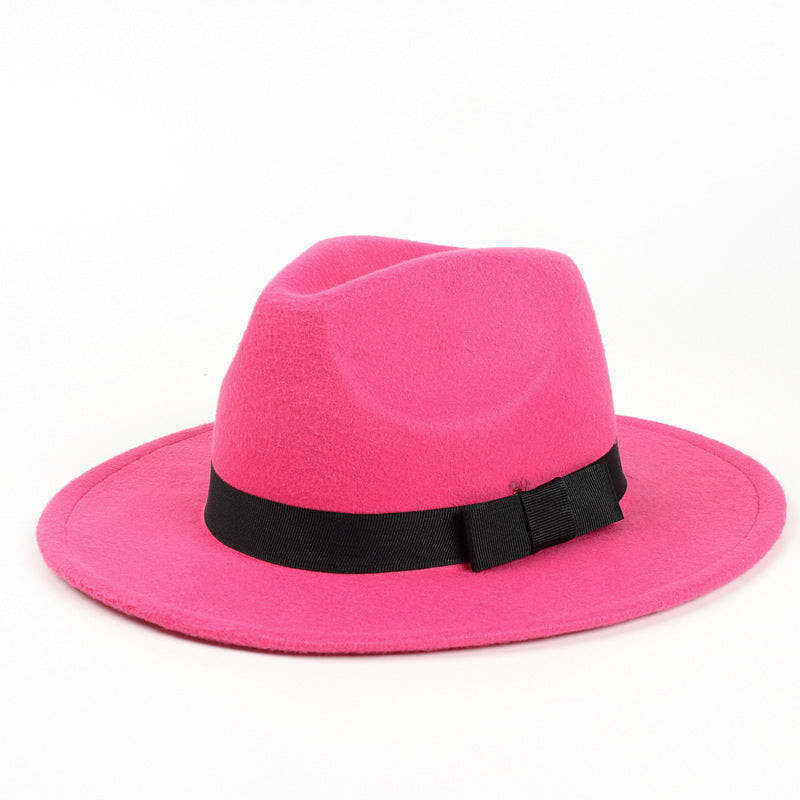Woolen Fedora Hat Men's And Women's Big Brim Top Hat Felt Hat