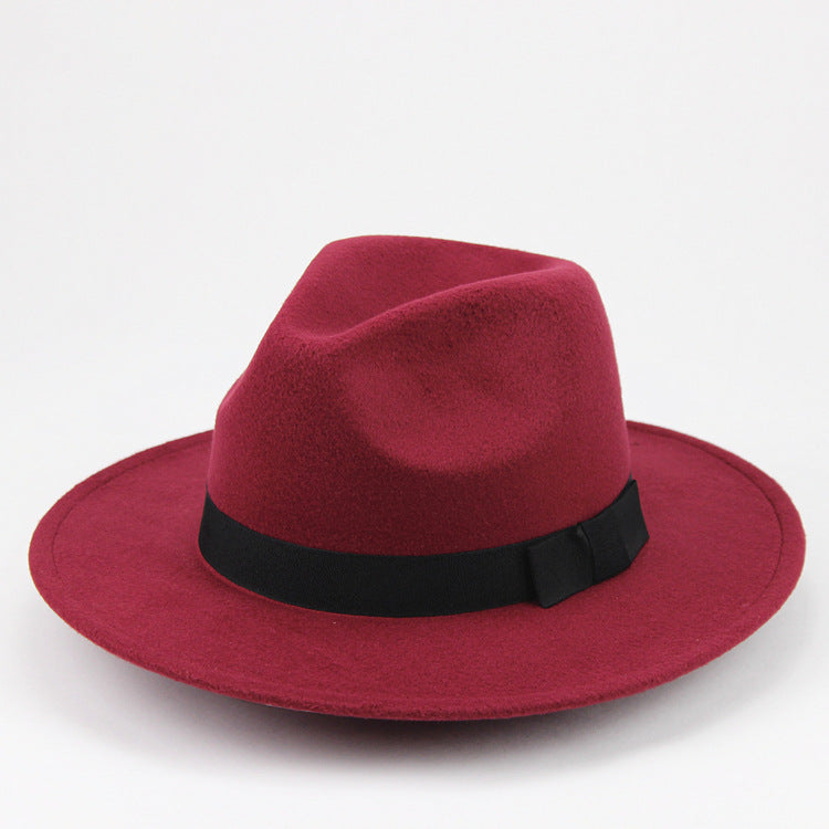 Woolen Fedora Hat Men's And Women's Big Brim Top Hat Felt Hat