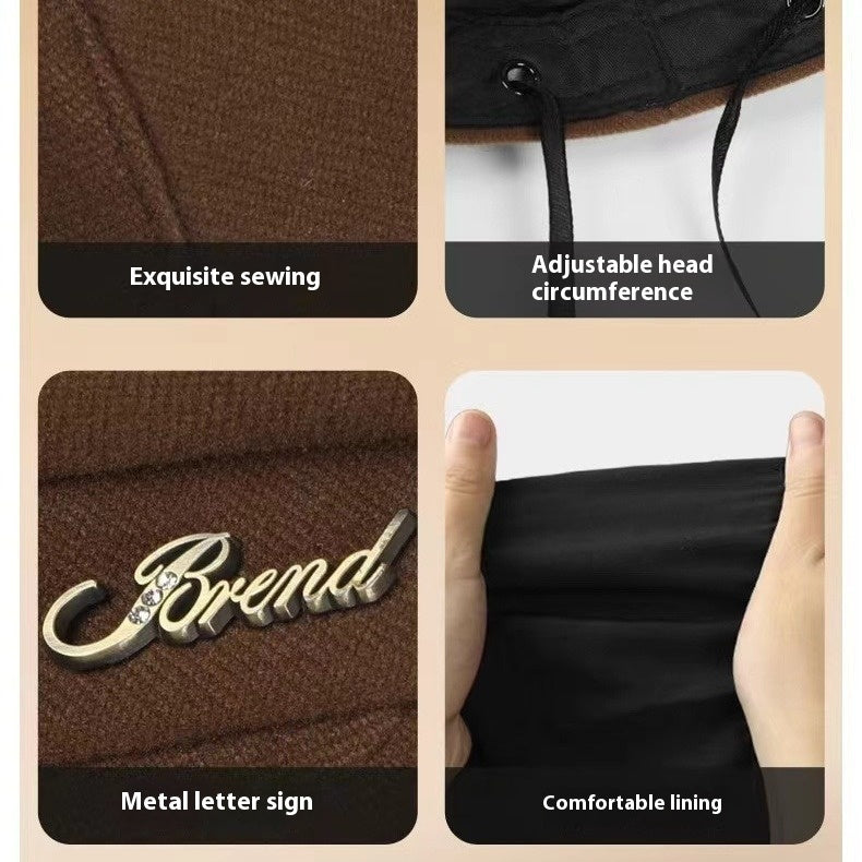 Retro Khaki Men Black Hat New Big Brim