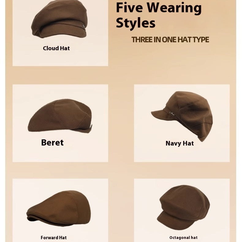 Retro Khaki Men Black Hat New Big Brim