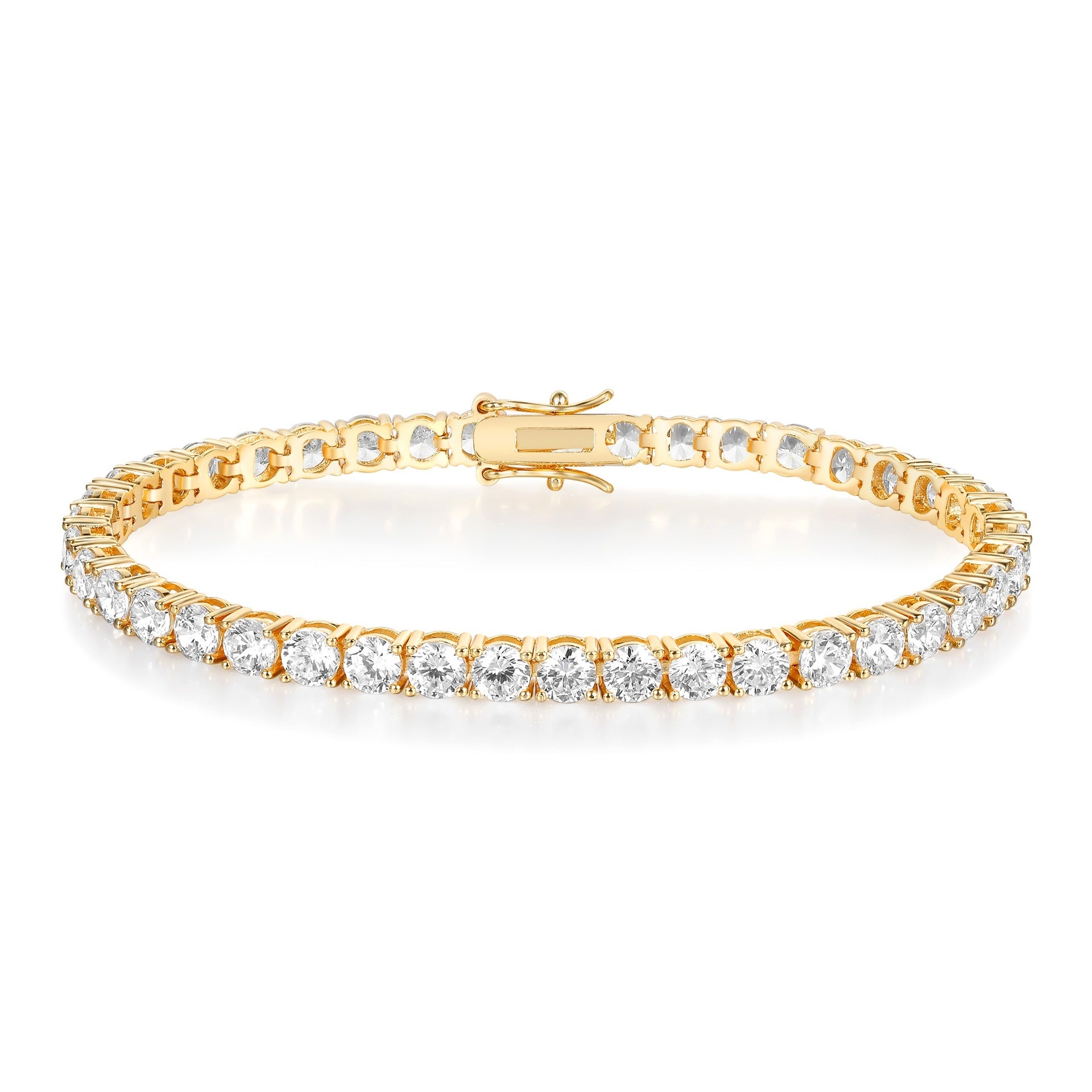 Classic 18K Gold Electroplated Zircon High-grade Tennis Full Diamond Personality Bracelet