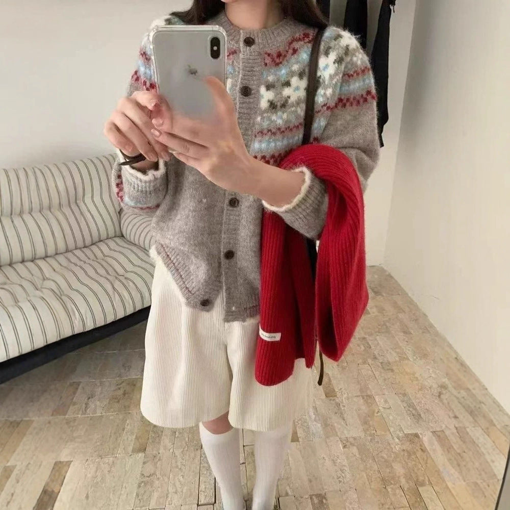 Fairisland Jacquard High-grade Sweater Coat