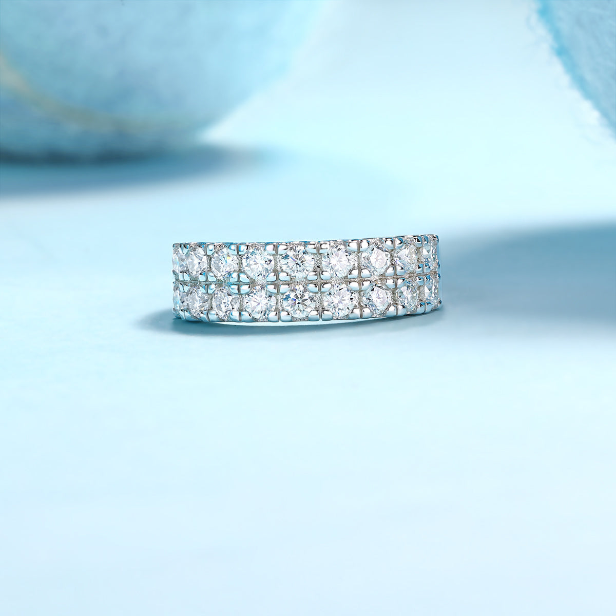 Starry Sky - A Wedding Ring Set With Top-quality Moissanite S925 Silver And Platinum-plated Diamond Can Be Inspected With A Diamond Pen