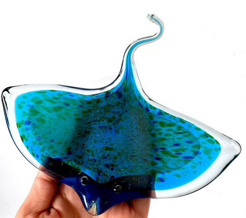Colored glass ornament crystal manta ray sea fish for living room
