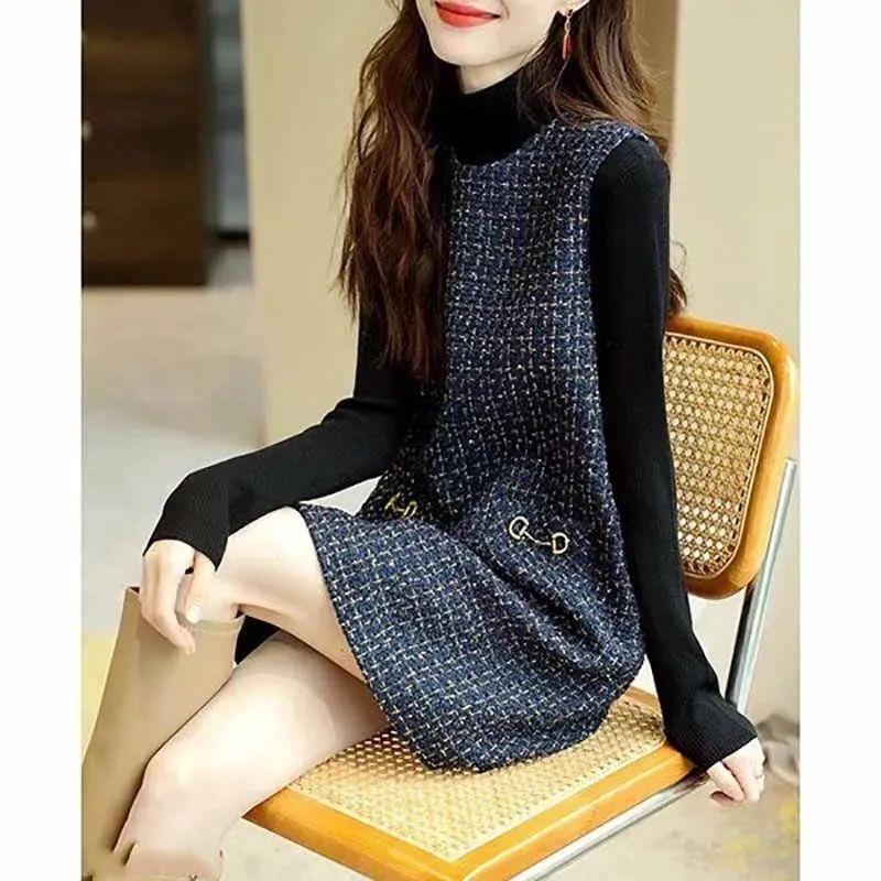 Slim-fit Round Neck Light Luxury French Vest Dress