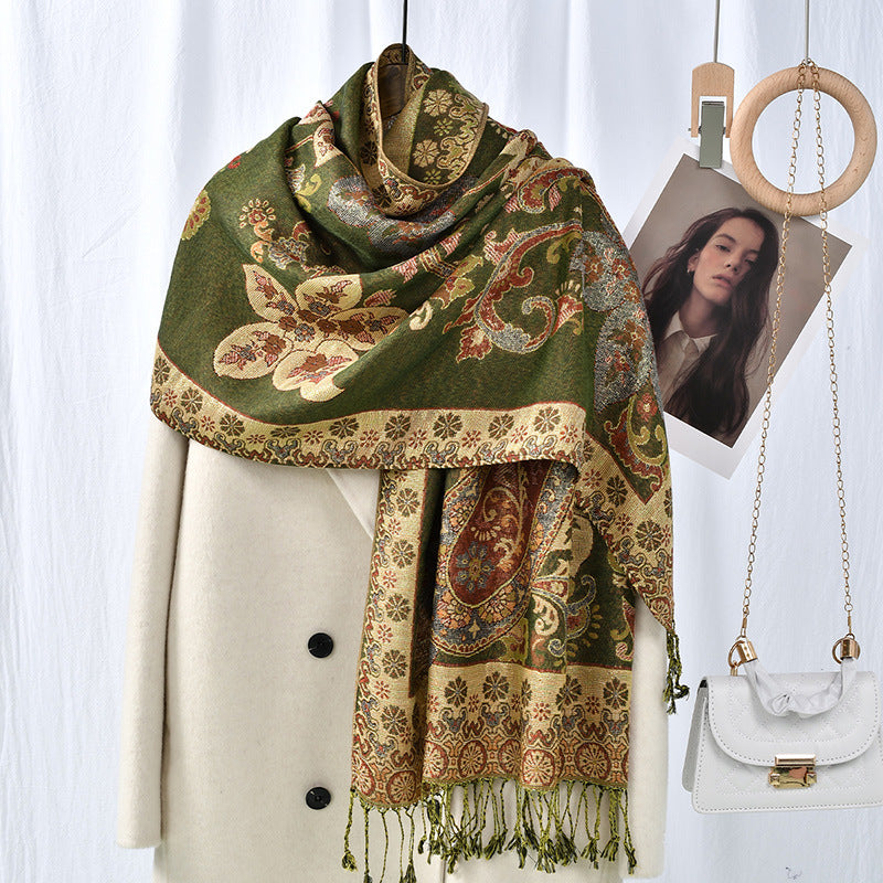 Best Seller In Europe And America Popular Ethnic Style Cashew Pattern Tassel Scarf