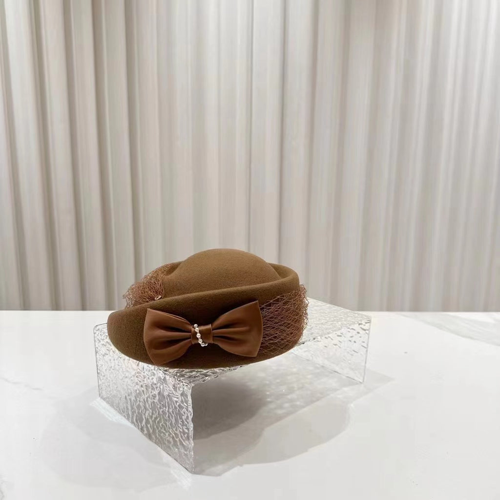 Hepburn Style Autumn And Winter Woolen Shaping Billycock Female French Style