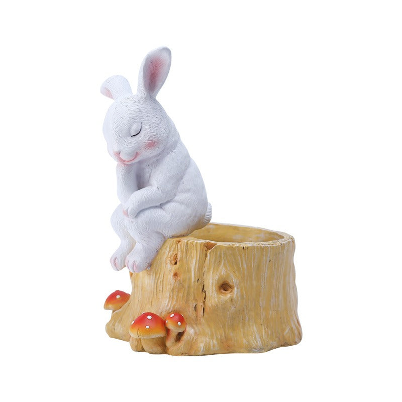Outdoor sleeping rabbit meat flowerpot living room floor decoration