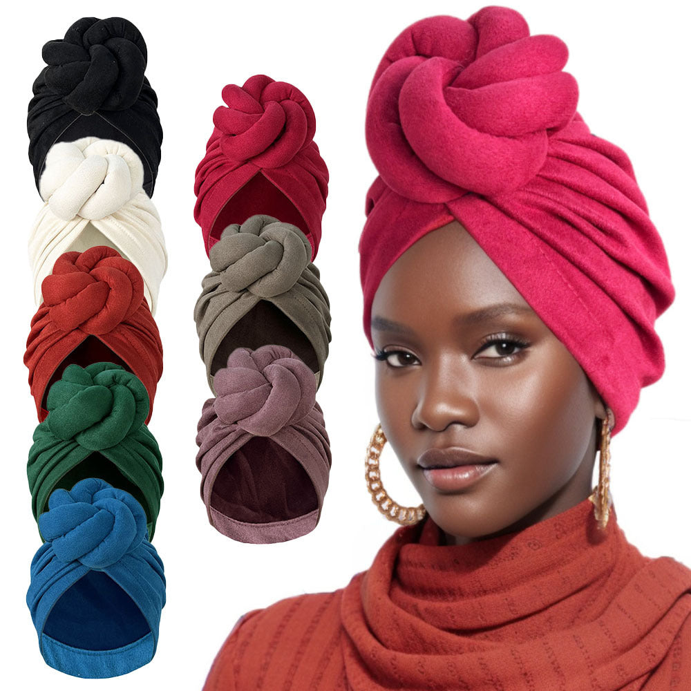 Fashion Solid Color Ethnic Knotted Headscarf