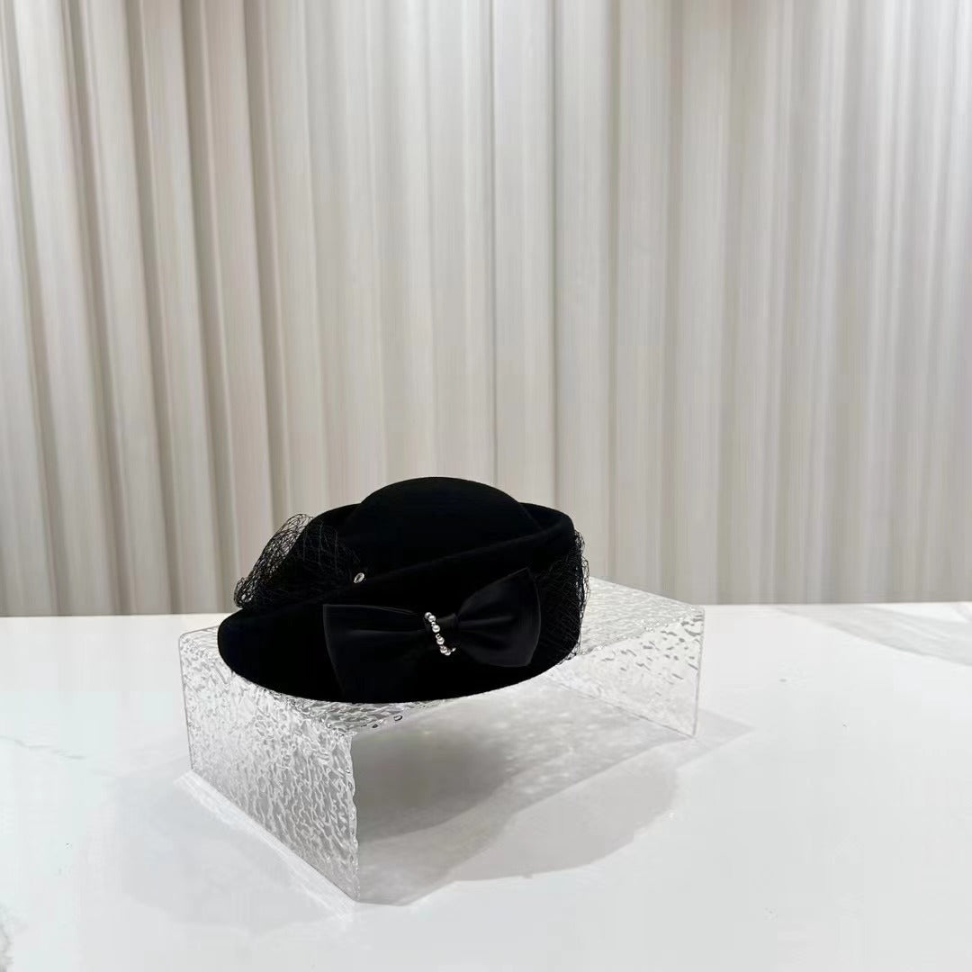 Hepburn Style Autumn And Winter Woolen Shaping Billycock Female French Style