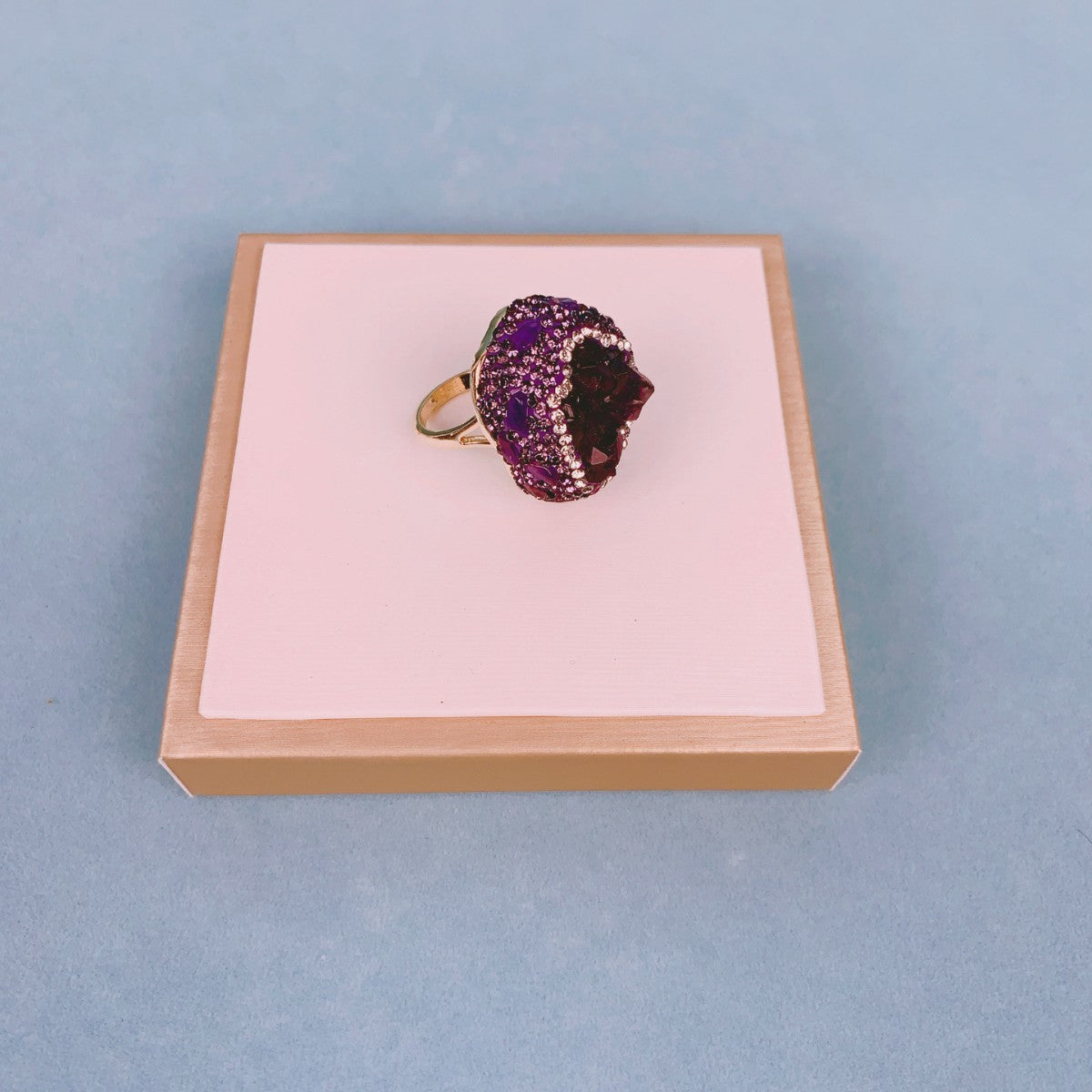 Natural Uruguay Amethyst Open Adjustable Ring