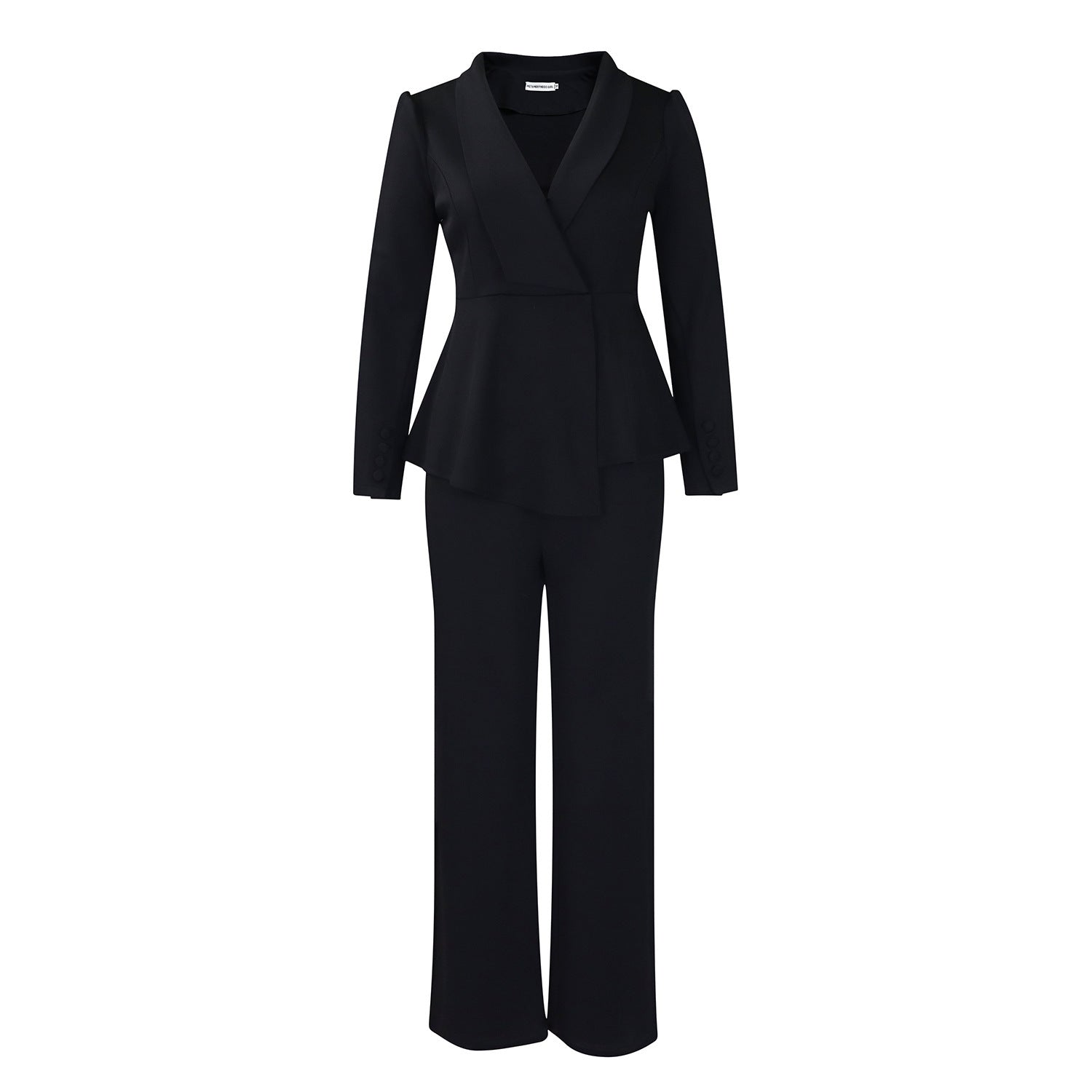 Ruffled Long-sleeved Top Wide-leg Pants Suit