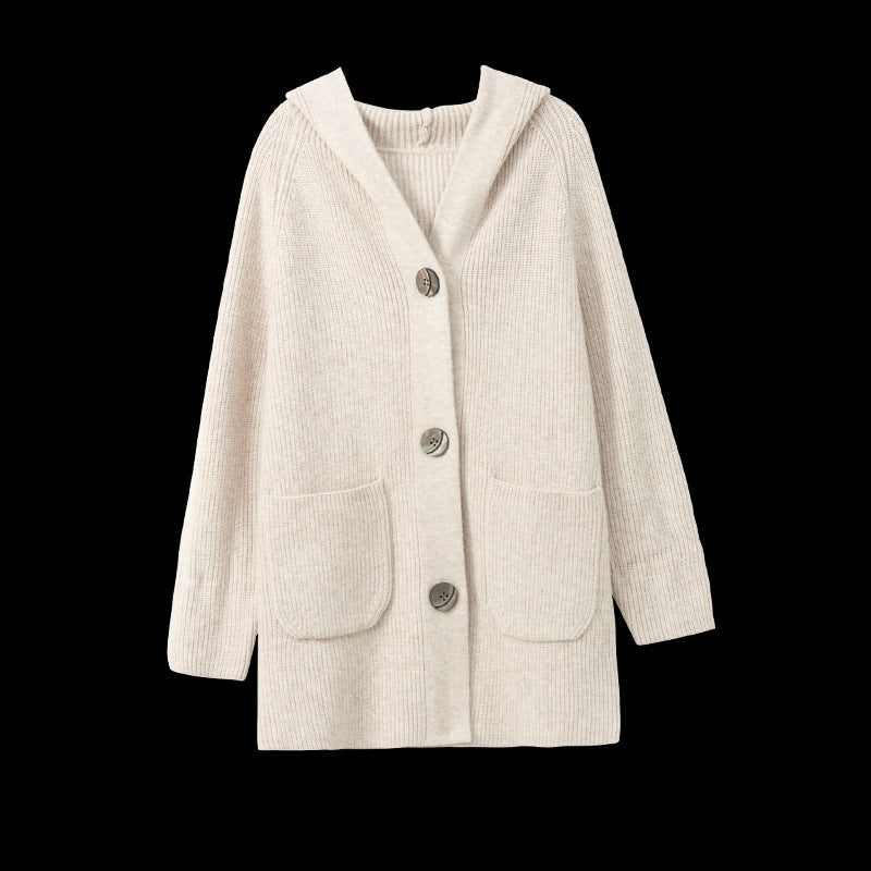 Stylish Hooded Knit Sweater Coat