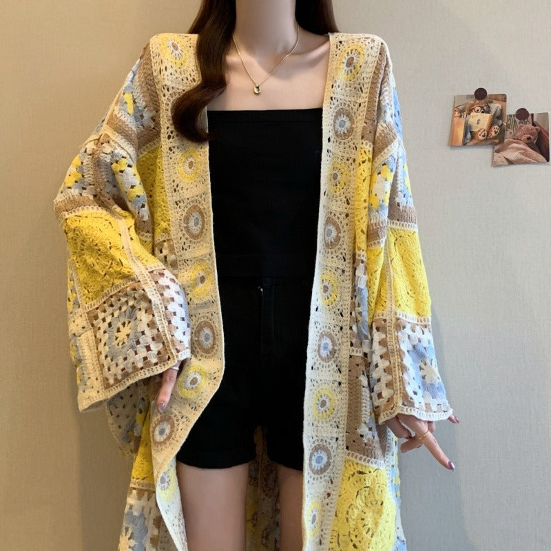 Loose Bohemian Crocheted Hollow Out Sweater Coat