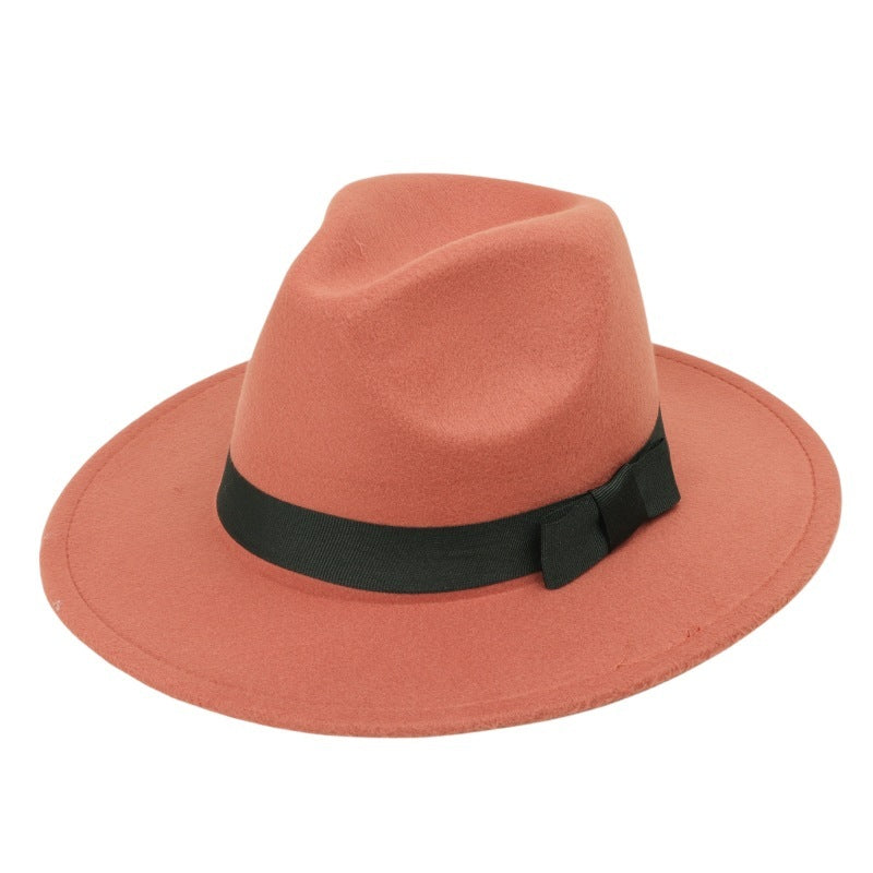 Woolen Fedora Hat Men's And Women's Big Brim Top Hat Felt Hat