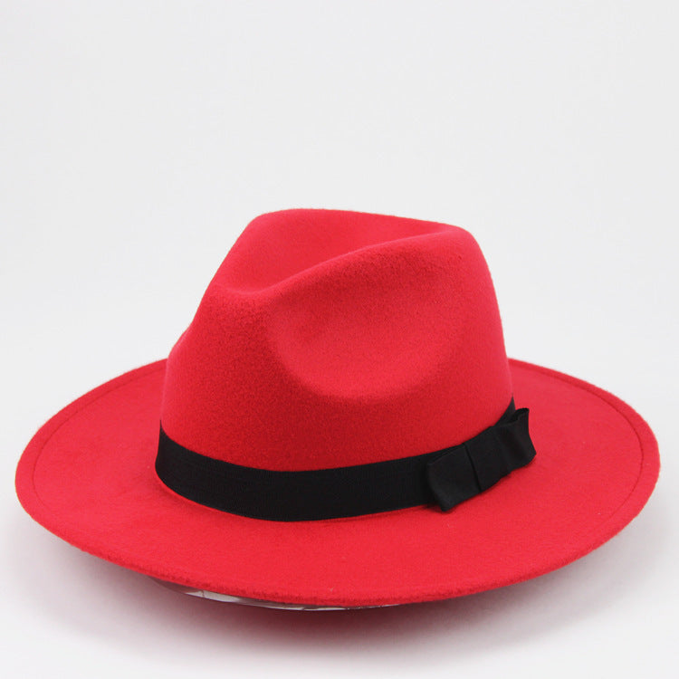 Woolen Fedora Hat Men's And Women's Big Brim Top Hat Felt Hat