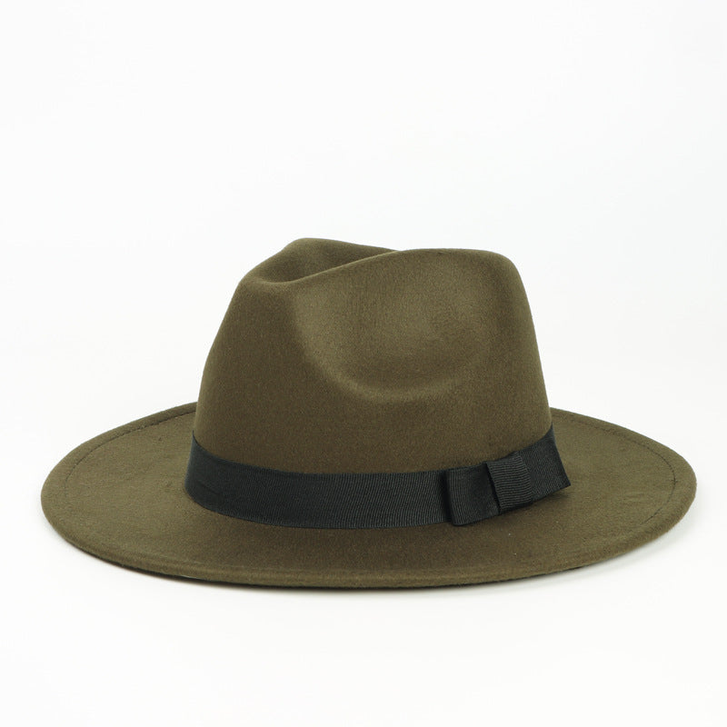 Woolen Fedora Hat Men's And Women's Big Brim Top Hat Felt Hat