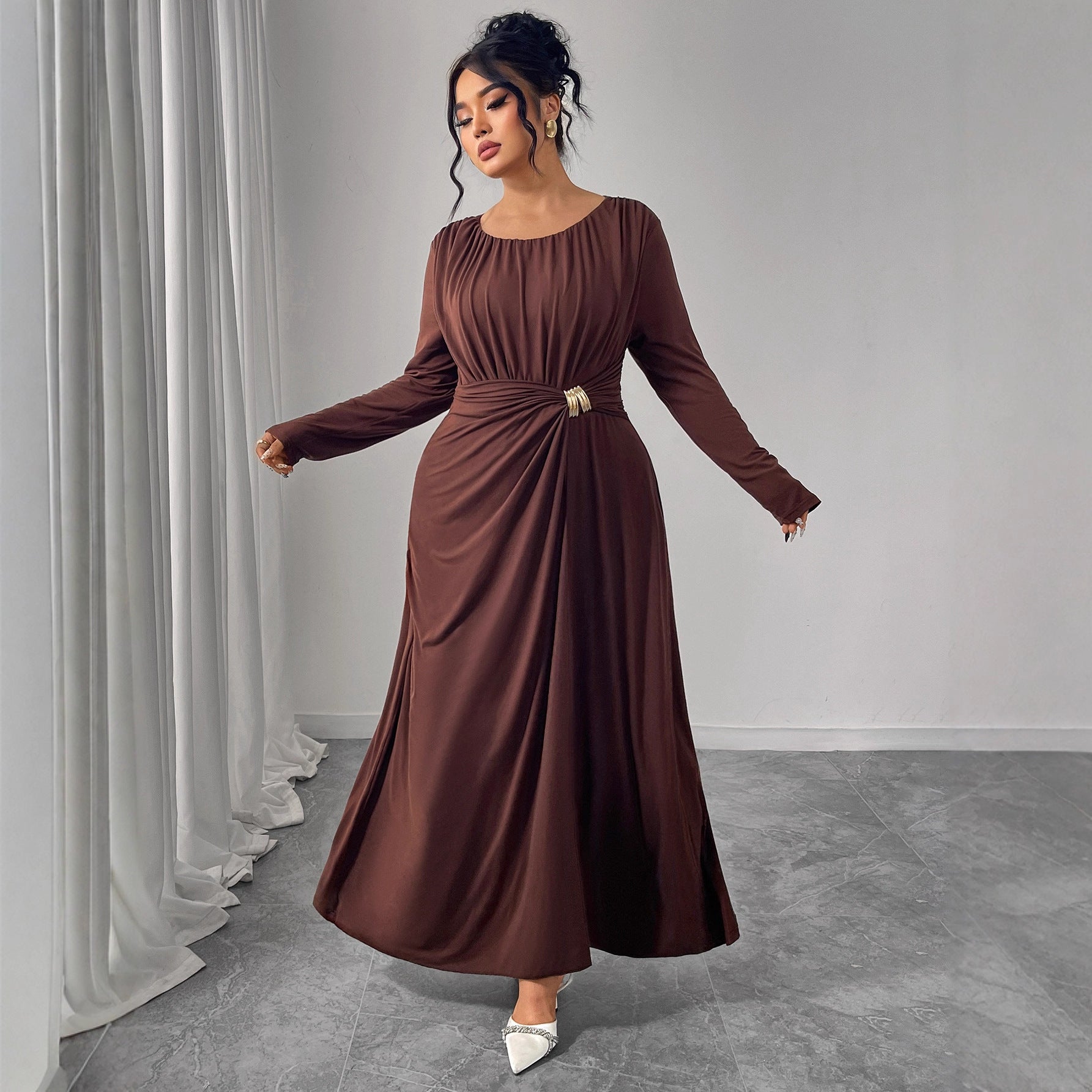Fashion Coffee Color Dress For Women