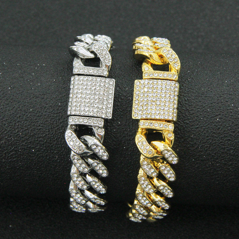 European And American Hip-hop Full Diamond Exaggerated Cuban Chain Necklace