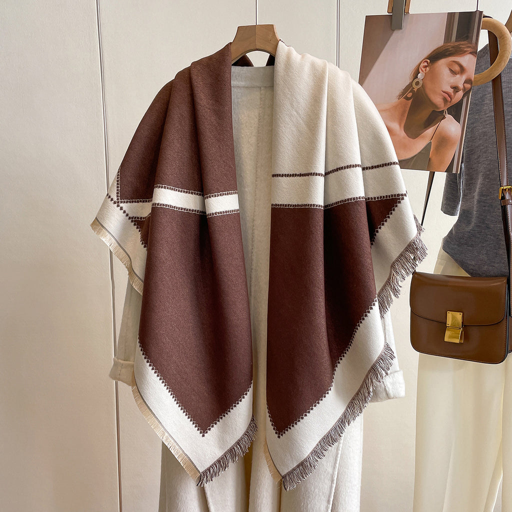 European And American Cashmere Square Towel Thickened Air-conditioned Room Warm Shawl Cloak