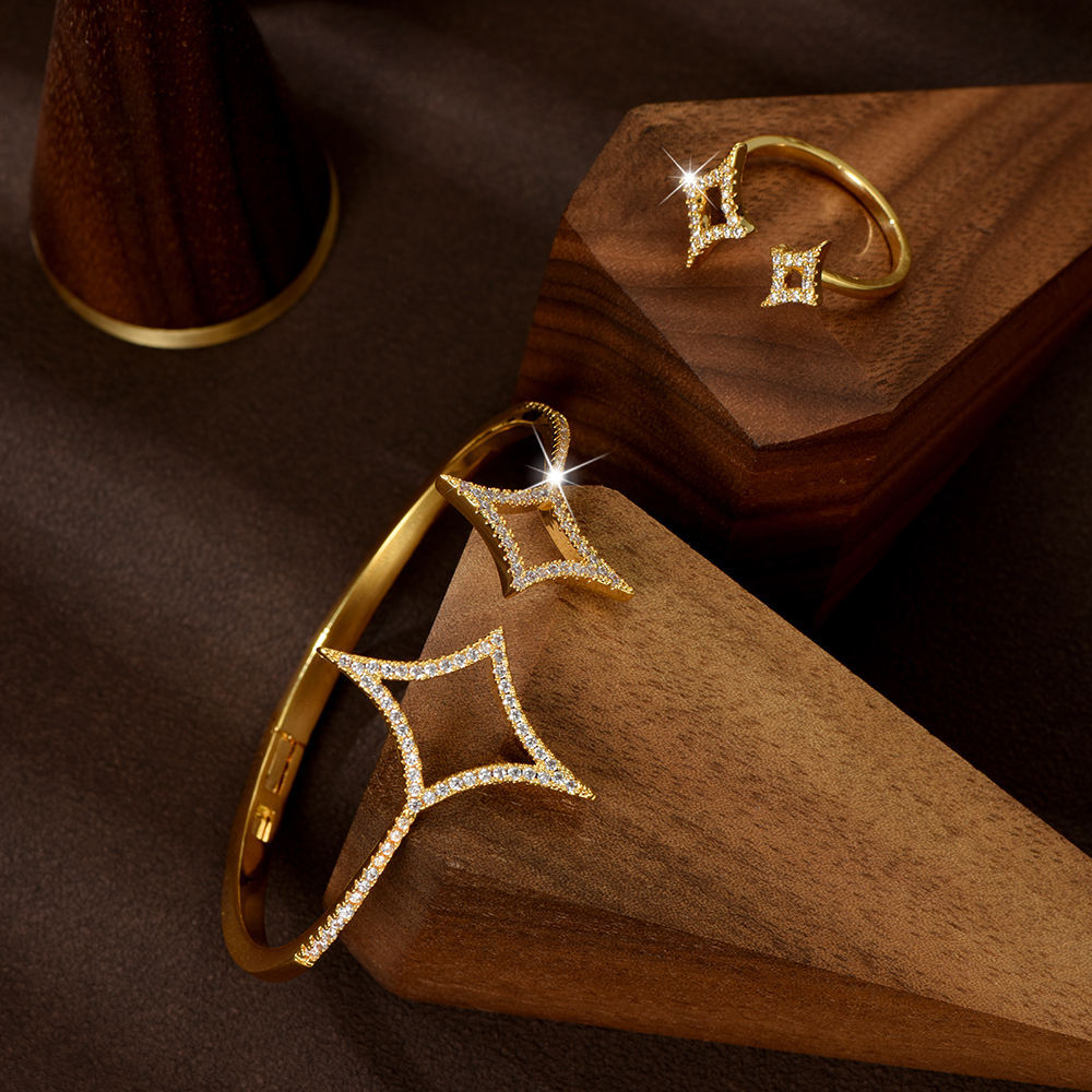 Star Shape Brace Lace Bracelet Zirconia Bride Wedding