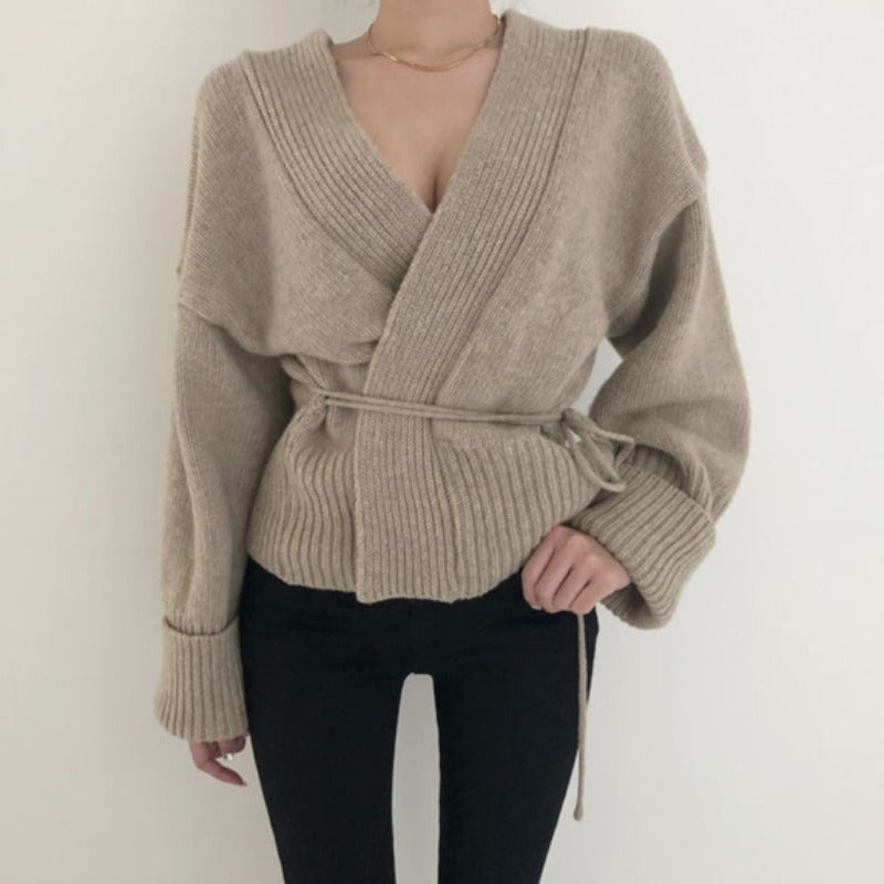Autumn And Winter Lazy Wind Net Infrared Wear V-neck Knitted Cardigan Sweater