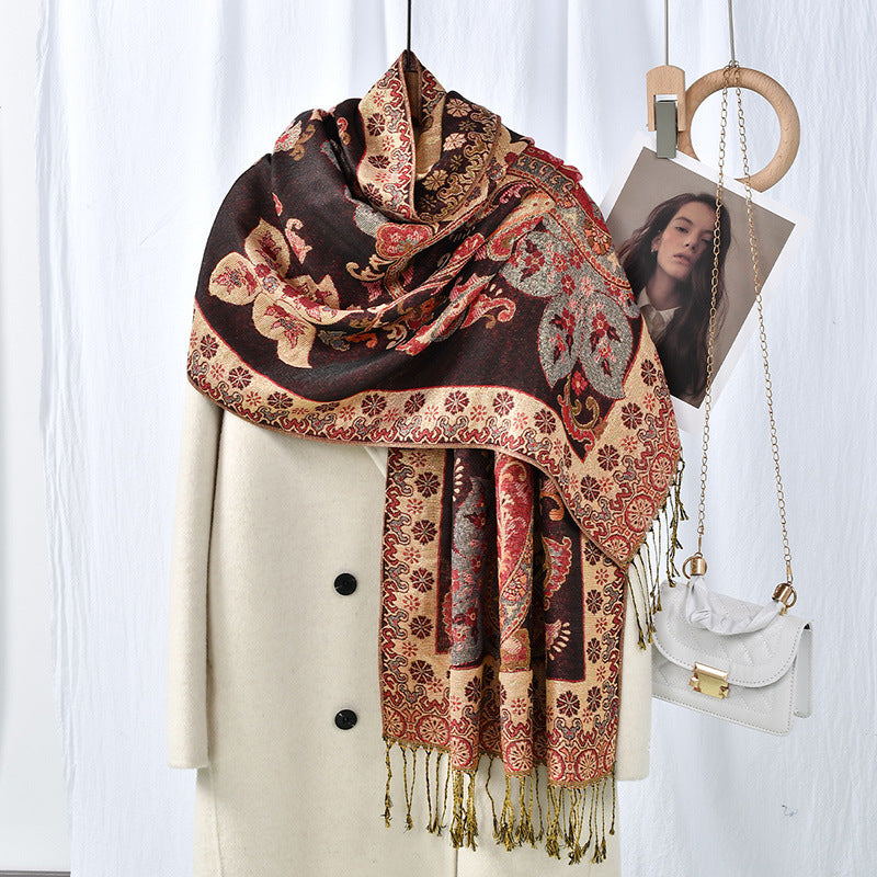 Best Seller In Europe And America Popular Ethnic Style Cashew Pattern Tassel Scarf