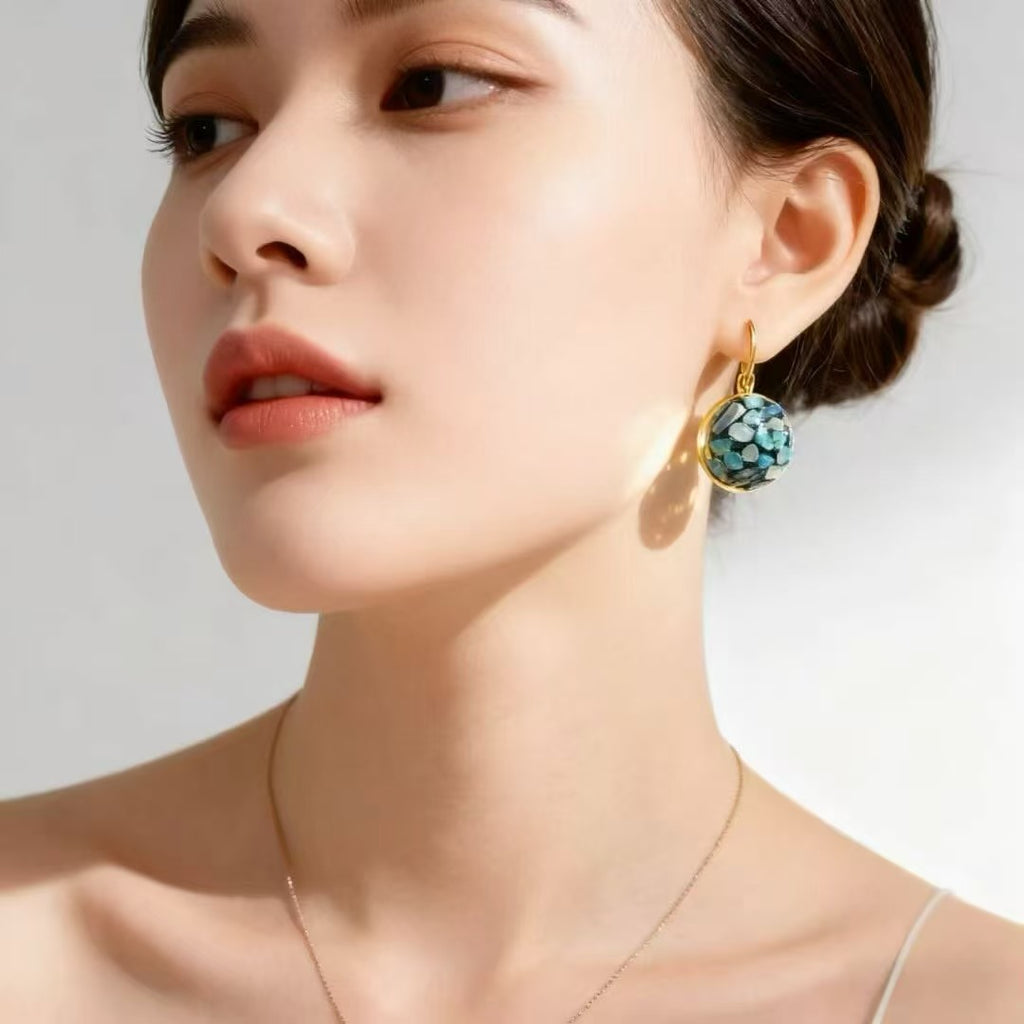 Ancient Lacquerware Mother-of-pearl Earrings For Women