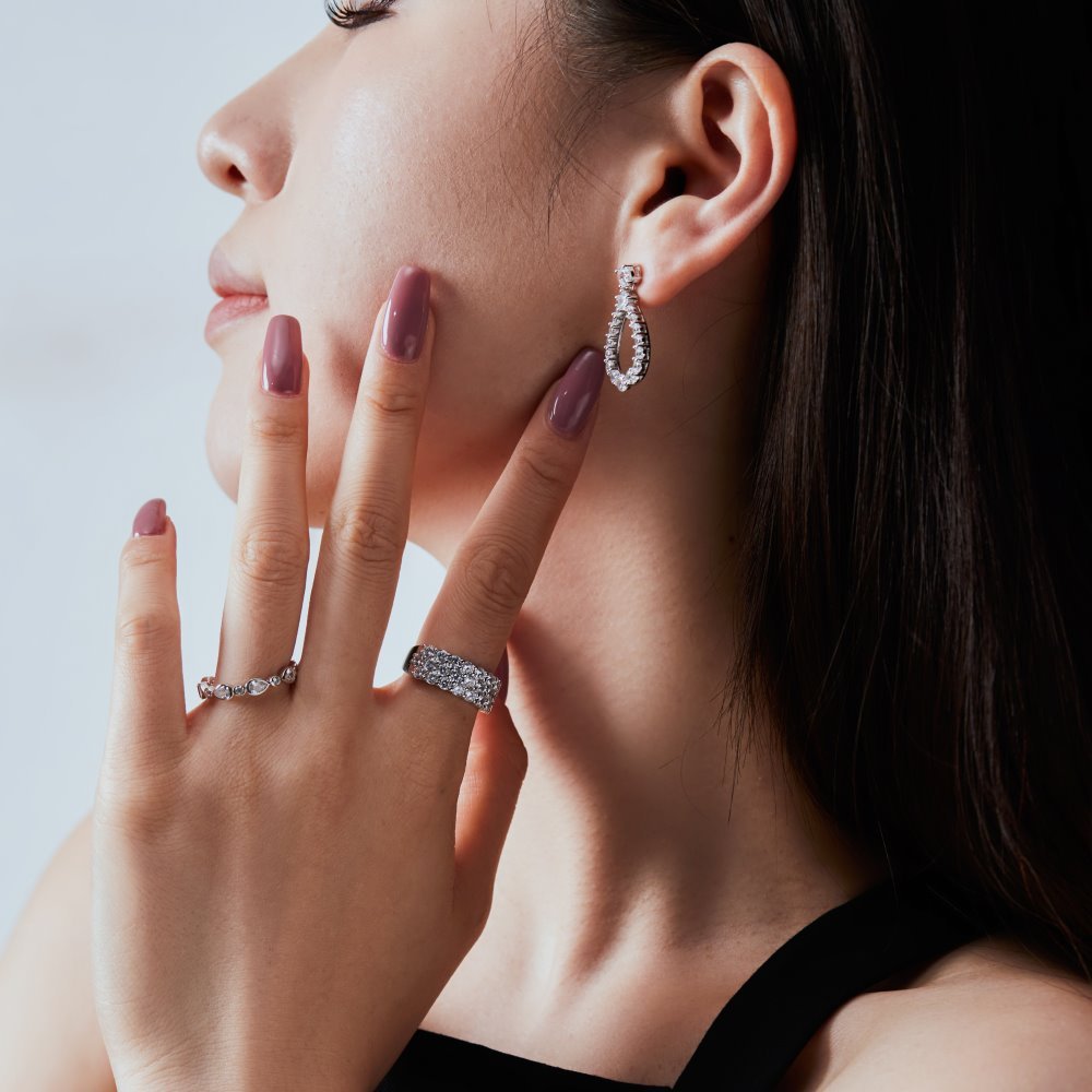 Sterling Silver Diamond Inlaid Zircon Inlaid Women's Light Luxury Versatile Design Closed Ring