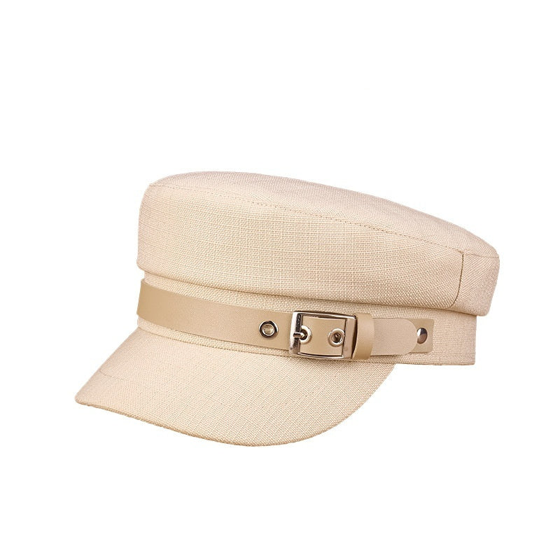 Women's Trendy Belt Buckle Duck Tongue Flat Beret Outdoor Sun-proof Warm Painter Hat