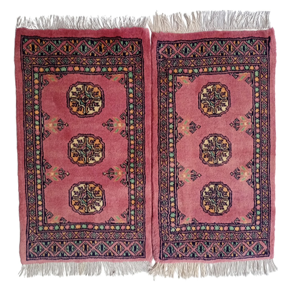 Bokhara Handknotted Raspberry Rose Woolen Mat-1