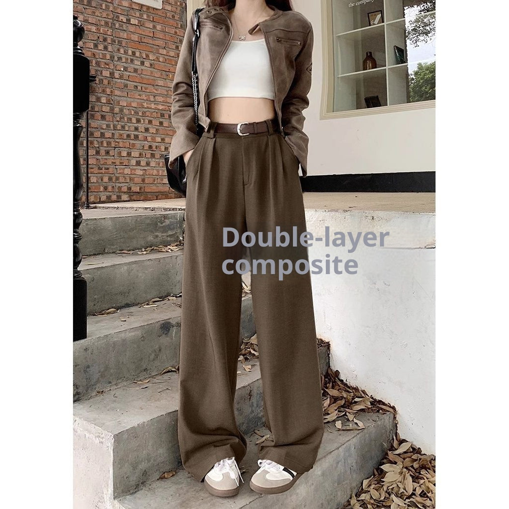 Loose, Casual, Stylish, Slimming Straight-leg Wide-leg Trousers