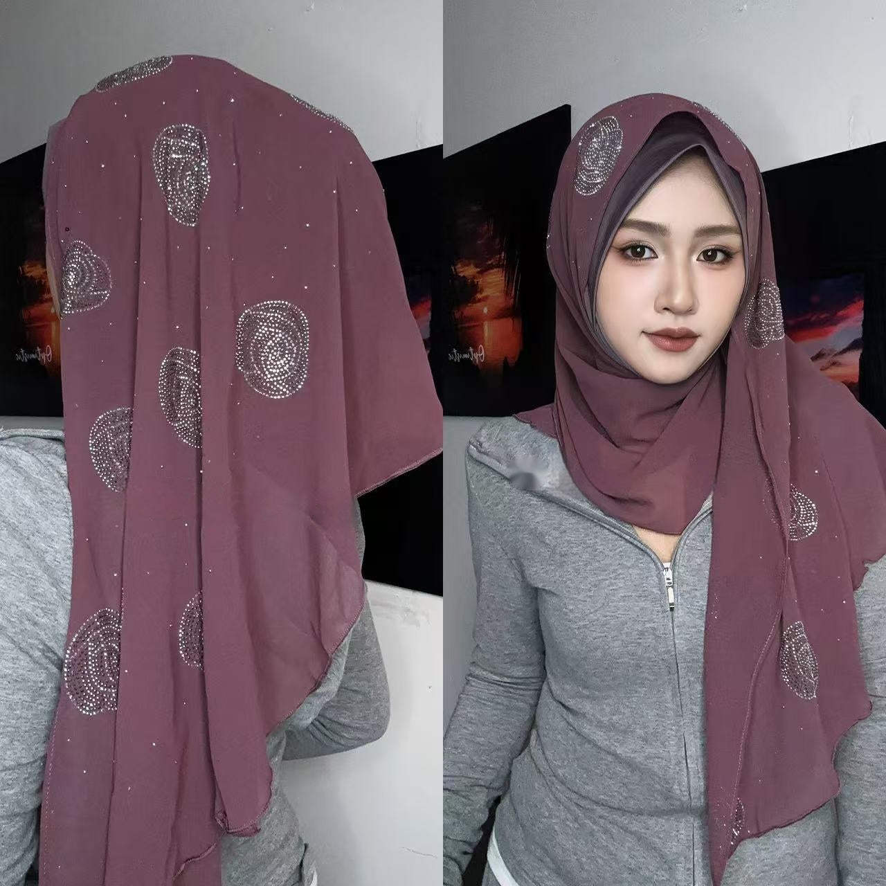 Scarf Rose Rhinestone Wrap Towel