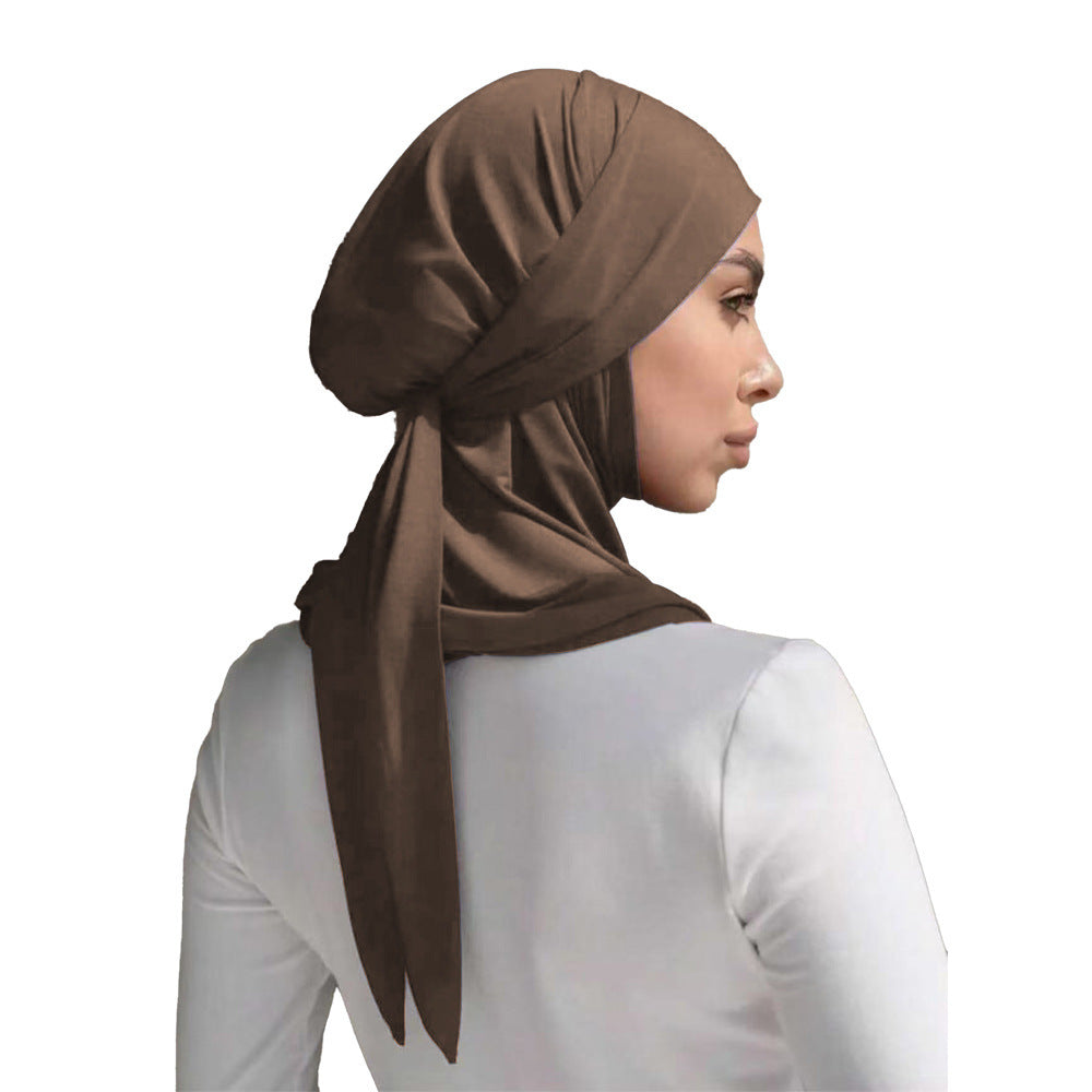 Solid Color Convenient Strap Headscarf Suit