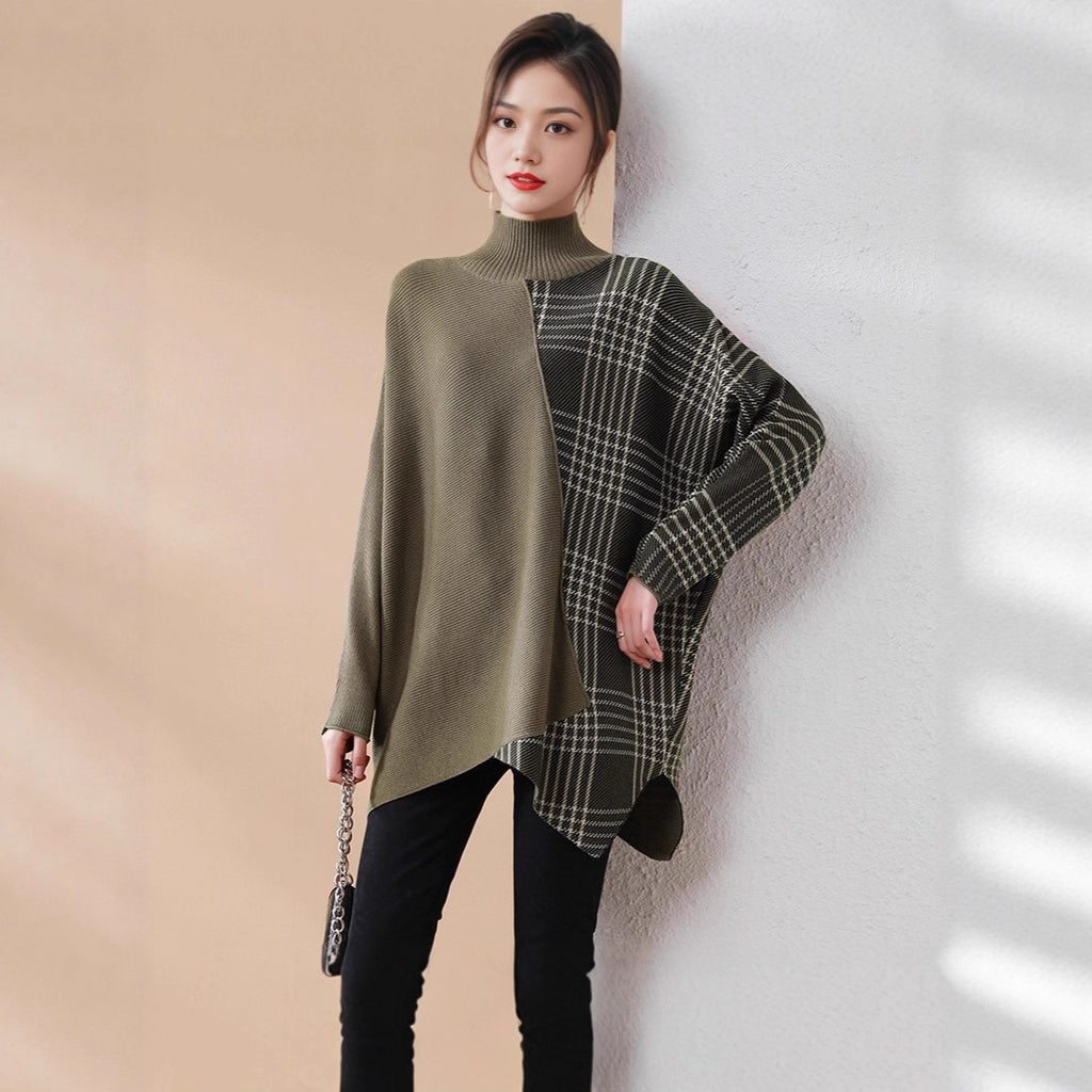 Polyester Women's Batwing Sleeve Mid-length Sweater