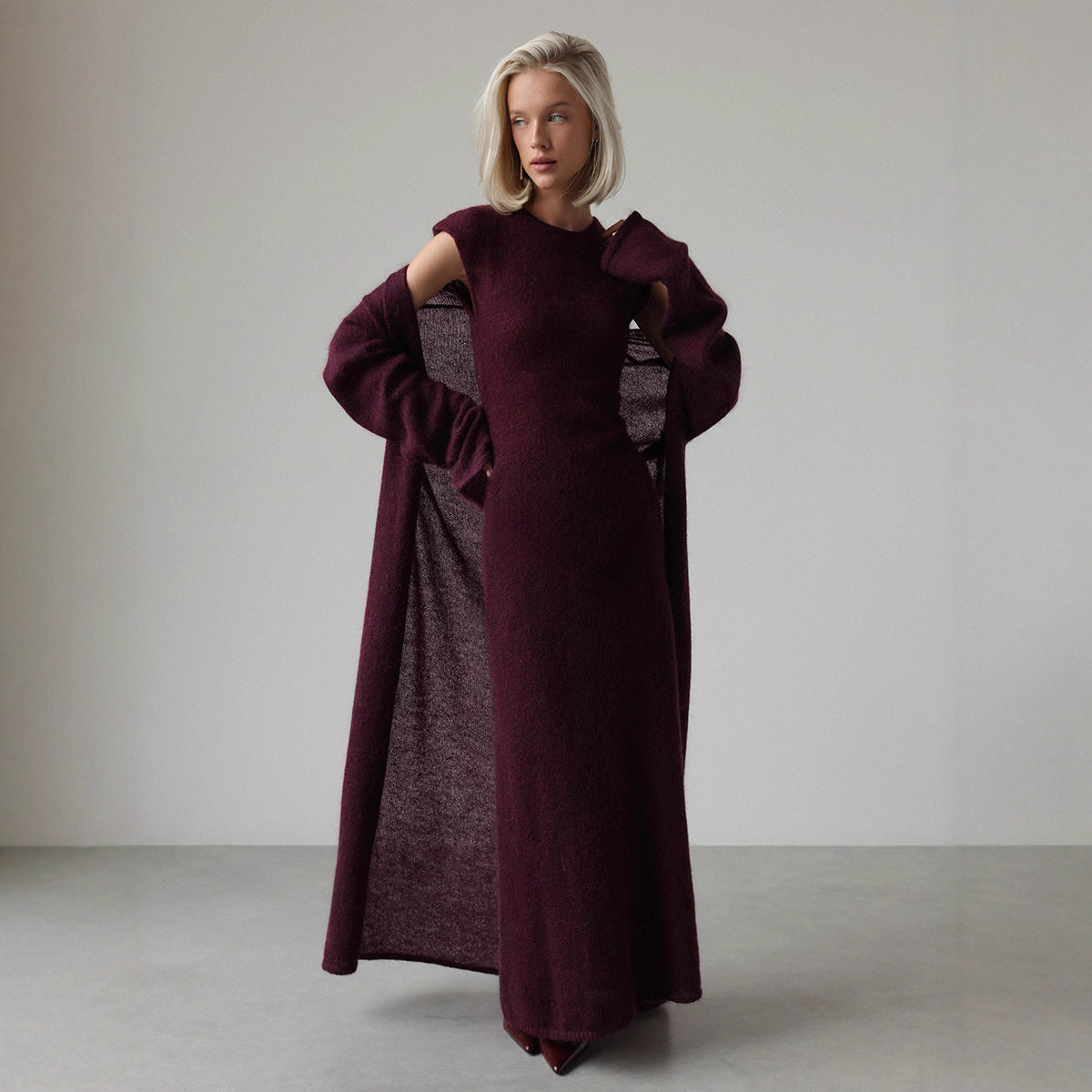 Cardigan Knitted Cardigan Sleeveless Dress Two-piece Set