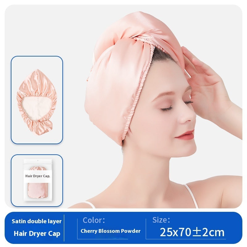 Fashion Double Satin Hair-drying Cap Women