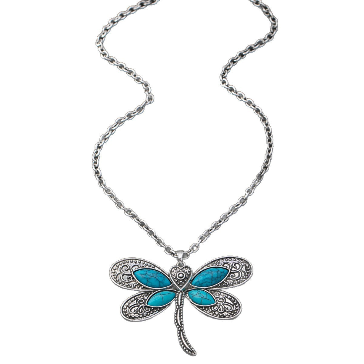 Fashionable Light Luxury Dragonfly Turquoise Pendant Necklace