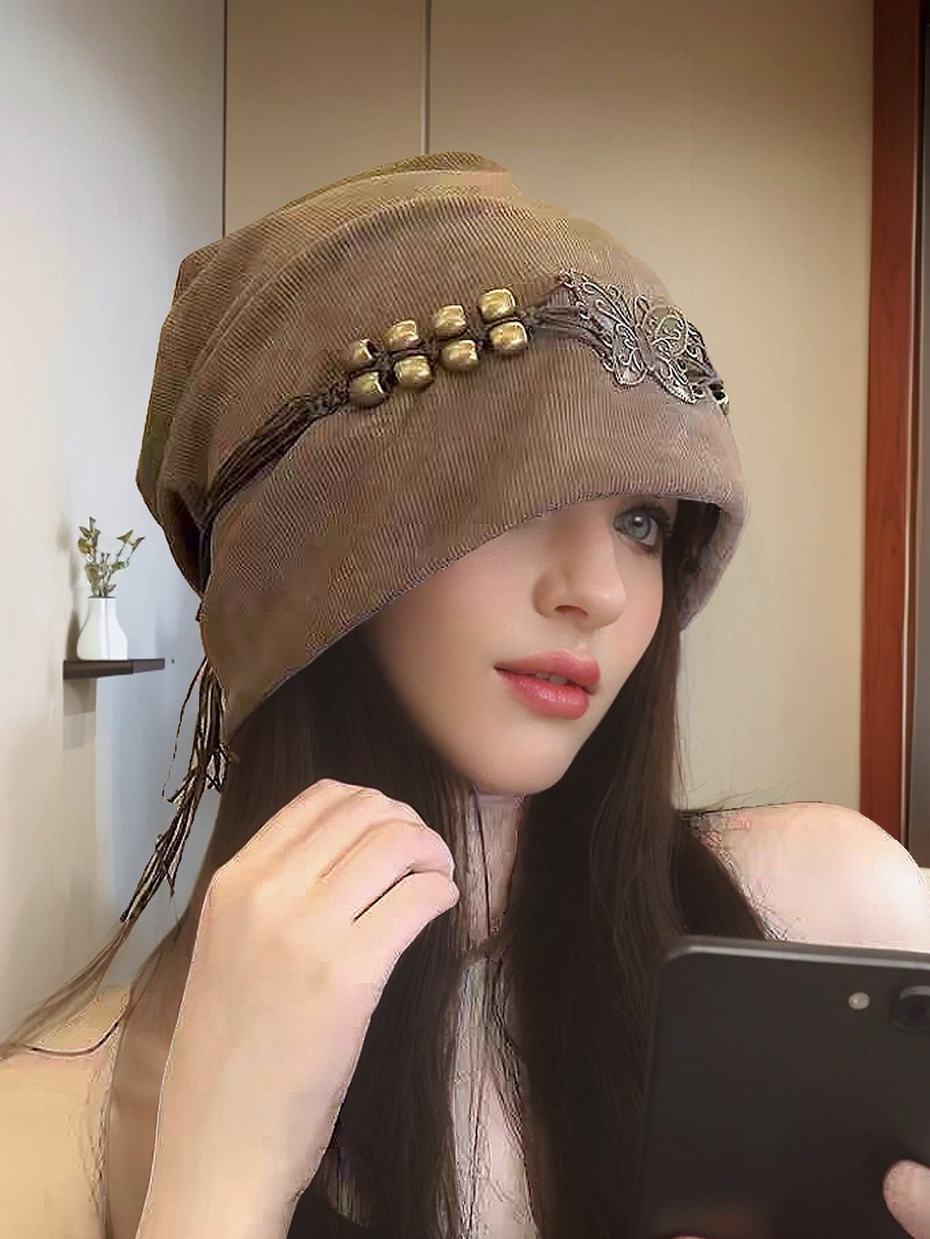 Hat Tie-dyed Tassel Beaded Beanie Hat